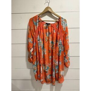 Torrid Kimono Peach Open Front Lace Lightweight 1/2 1x-2x